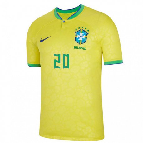 Kandiny Lapset Brasilian Vinicius Junior #20 Keltainen Kotipaita 22-24 Lyhythihainen Paita T-paita