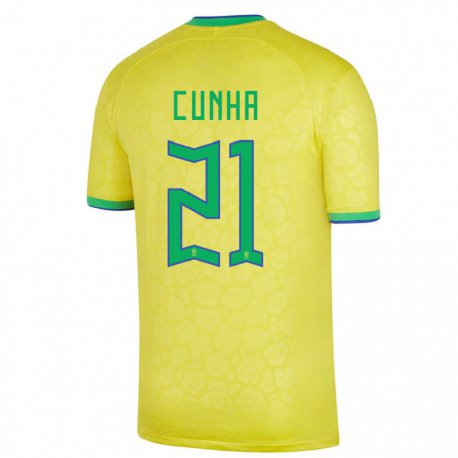 Kandiny Lapset Brasilian Matheus Cunha #21 Keltainen Kotipaita 22-24 Lyhythihainen Paita T-paita