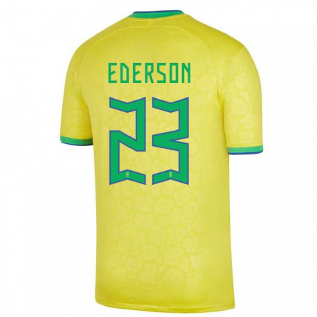 Kandiny Lapset Brasilian Ederson #23 Keltainen Kotipaita 22-24 Lyhythihainen Paita T-paita