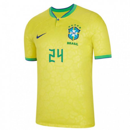Kandiny Lapset Brasilian Roberto Firmino #24 Keltainen Kotipaita 22-24 Lyhythihainen Paita T-paita