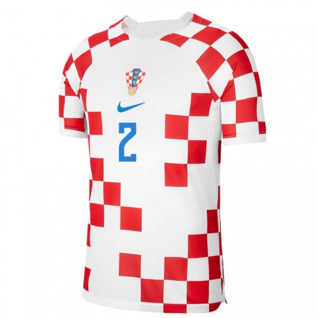 Kandiny Lapset Kroatian Josip Stanisic #2 Punainen Valkoinen Kotipaita 22-24 Lyhythihainen Paita T-paita