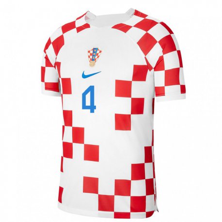 Kandiny Lapset Kroatian Ivan Perisic #4 Punainen Valkoinen Kotipaita 22-24 Lyhythihainen Paita T-paita