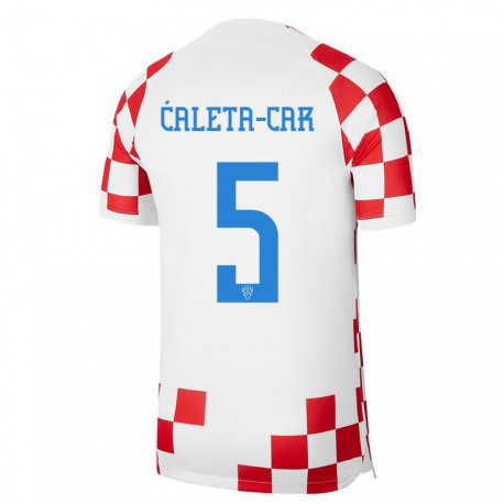 Kandiny Lapset Kroatian Duje Caleta Car #5 Punainen Valkoinen Kotipaita 22-24 Lyhythihainen Paita T-paita