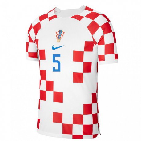 Kandiny Lapset Kroatian Josip Sutalo #5 Punainen Valkoinen Kotipaita 22-24 Lyhythihainen Paita T-paita