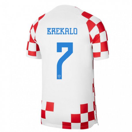 Kandiny Lapset Kroatian Josip Brekalo #7 Punainen Valkoinen Kotipaita 22-24 Lyhythihainen Paita T-paita