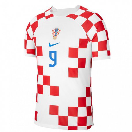 Kandiny Lapset Kroatian Andrej Kramaric #9 Punainen Valkoinen Kotipaita 22-24 Lyhythihainen Paita T-paita