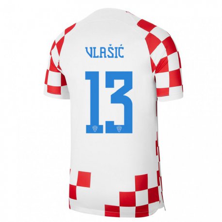 Kandiny Lapset Kroatian Nikola Vlasic #13 Punainen Valkoinen Kotipaita 22-24 Lyhythihainen Paita T-paita