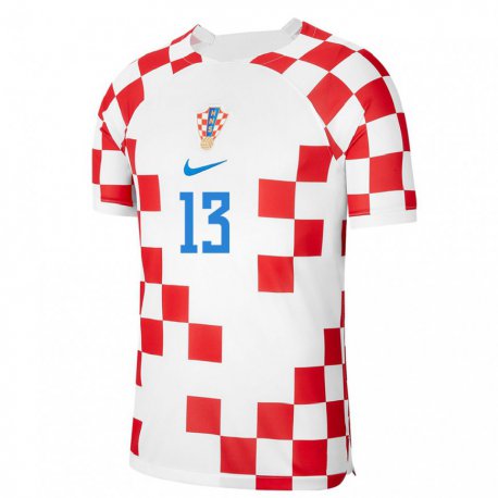 Kandiny Lapset Kroatian Nikola Vlasic #13 Punainen Valkoinen Kotipaita 22-24 Lyhythihainen Paita T-paita