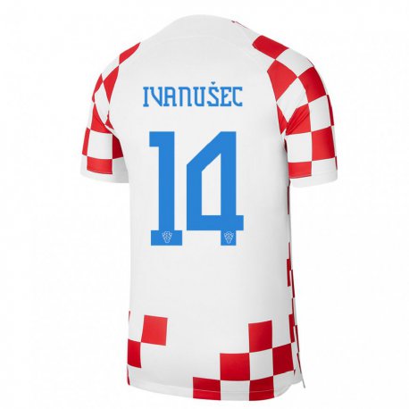 Kandiny Lapset Kroatian Luka Ivanusec #14 Punainen Valkoinen Kotipaita 22-24 Lyhythihainen Paita T-paita