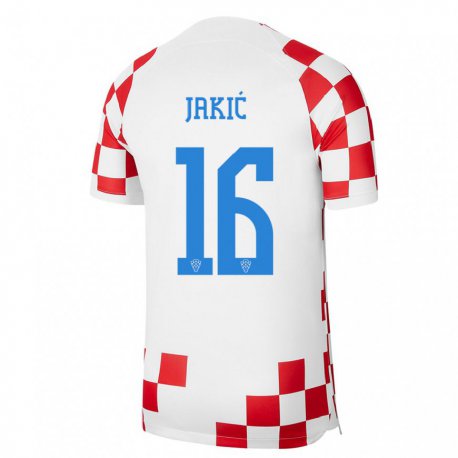 Kandiny Lapset Kroatian Kristijan Jakic #16 Punainen Valkoinen Kotipaita 22-24 Lyhythihainen Paita T-paita