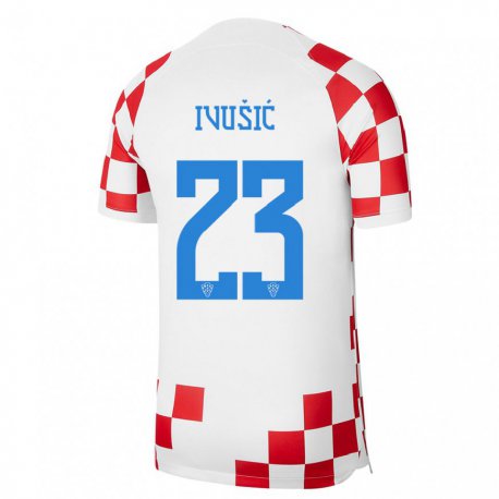 Kandiny Lapset Kroatian Ivica Ivusic #23 Punainen Valkoinen Kotipaita 22-24 Lyhythihainen Paita T-paita