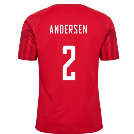 Kandiny Lapset Tanskan Joachim Andersen #2 Punainen Kotipaita 22-24 Lyhythihainen Paita T-paita