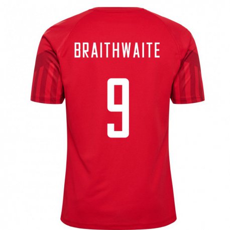 Kandiny Lapset Tanskan Martin Braithwaite #9 Punainen Kotipaita 22-24 Lyhythihainen Paita T-paita