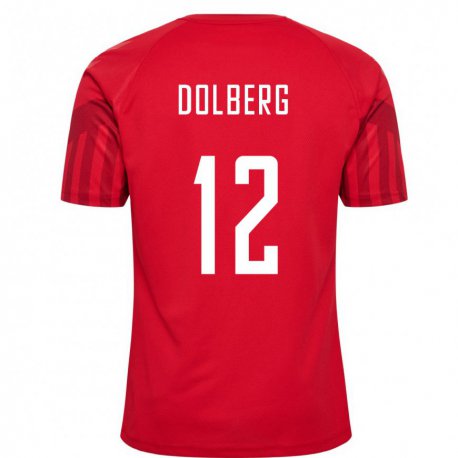 Kandiny Lapset Tanskan Kasper Dolberg #12 Punainen Kotipaita 22-24 Lyhythihainen Paita T-paita