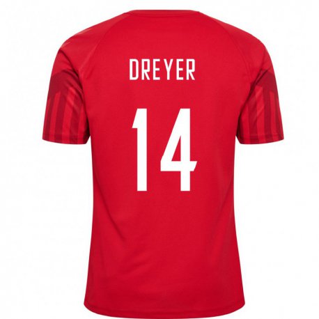 Kandiny Lapset Tanskan Anders Dreyer #14 Punainen Kotipaita 22-24 Lyhythihainen Paita T-paita