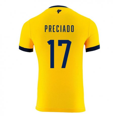 Kandiny Lapset Ecuadorin Angelo Preciado #17 Keltainen Kotipaita 22-24 Lyhythihainen Paita T-paita