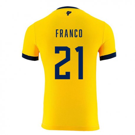 Kandiny Lapset Ecuadorin Alan Franco #21 Keltainen Kotipaita 22-24 Lyhythihainen Paita T-paita