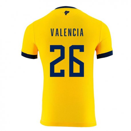Kandiny Lapset Ecuadorin Anthony Valencia #26 Keltainen Kotipaita 22-24 Lyhythihainen Paita T-paita