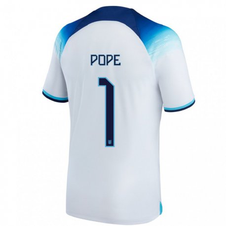 Kandiny Lapset Englannin Nick Pope #1 Valkoinen Sininen Kotipaita 22-24 Lyhythihainen Paita T-paita