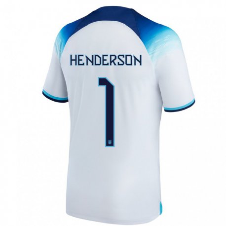 Kandiny Lapset Englannin Dean Henderson #1 Valkoinen Sininen Kotipaita 22-24 Lyhythihainen Paita T-paita