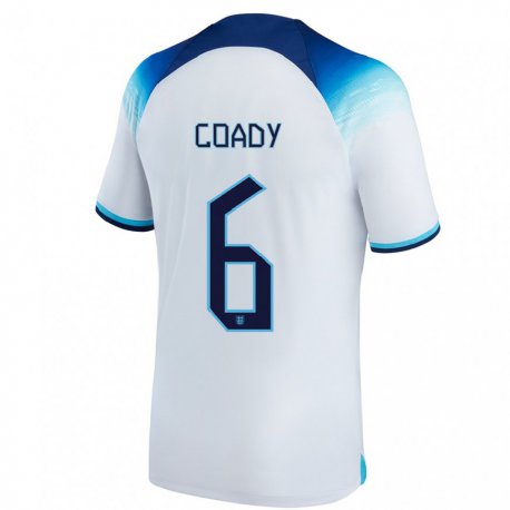 Kandiny Lapset Englannin Conor Coady #6 Valkoinen Sininen Kotipaita 22-24 Lyhythihainen Paita T-paita