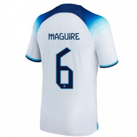 Kandiny Lapset Englannin Harry Maguire #6 Valkoinen Sininen Kotipaita 22-24 Lyhythihainen Paita T-paita