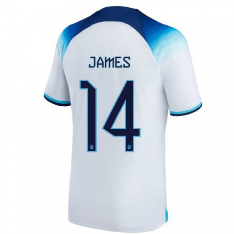 Kandiny Lapset Englannin Reece James #14 Valkoinen Sininen Kotipaita 22-24 Lyhythihainen Paita T-paita