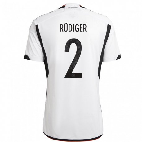 Kandiny Lapset Saksan Antonio Rudiger #2 Valkoinen Musta Kotipaita 22-24 Lyhythihainen Paita T-paita
