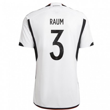 Kandiny Lapset Saksan David Raum #3 Valkoinen Musta Kotipaita 22-24 Lyhythihainen Paita T-paita