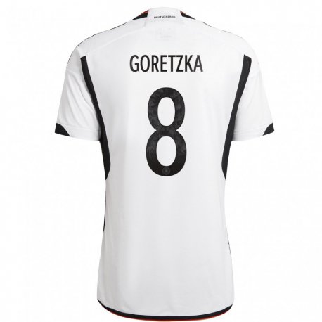 Kandiny Lapset Saksan Leon Goretzka #8 Valkoinen Musta Kotipaita 22-24 Lyhythihainen Paita T-paita