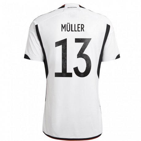 Kandiny Lapset Saksan Thomas Muller #13 Valkoinen Musta Kotipaita 22-24 Lyhythihainen Paita T-paita
