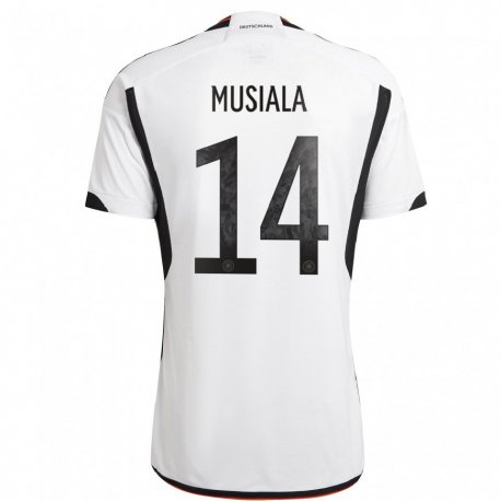 Kandiny Lapset Saksan Jamal Musiala #14 Valkoinen Musta Kotipaita 22-24 Lyhythihainen Paita T-paita