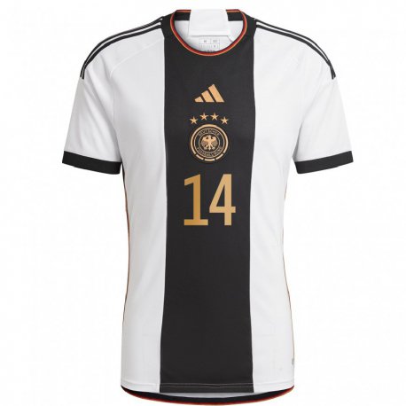 Kandiny Lapset Saksan Jamal Musiala #14 Valkoinen Musta Kotipaita 22-24 Lyhythihainen Paita T-paita
