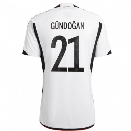 Kandiny Lapset Saksan Ilkay Gundogan #21 Valkoinen Musta Kotipaita 22-24 Lyhythihainen Paita T-paita