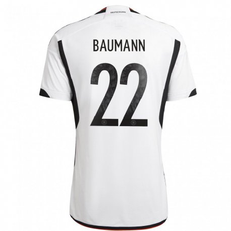 Kandiny Lapset Saksan Oliver Baumann #22 Valkoinen Musta Kotipaita 22-24 Lyhythihainen Paita T-paita