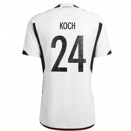 Kandiny Lapset Saksan Robin Koch #24 Valkoinen Musta Kotipaita 22-24 Lyhythihainen Paita T-paita