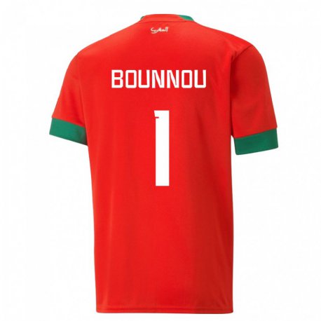 Kandiny Lapset Marokon Yassine Bounnou #1 Punainen Kotipaita 22-24 Lyhythihainen Paita T-paita