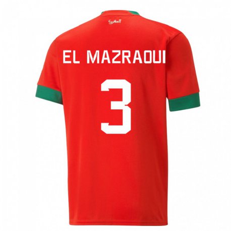 Kandiny Lapset Marokon Noussair El Mazraoui #3 Punainen Kotipaita 22-24 Lyhythihainen Paita T-paita