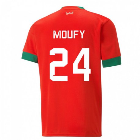 Kandiny Lapset Marokon Fahd Moufy #24 Punainen Kotipaita 22-24 Lyhythihainen Paita T-paita