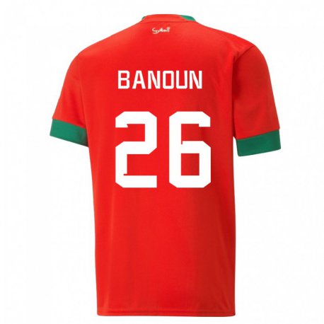 Kandiny Lapset Marokon Badr Banoun #26 Punainen Kotipaita 22-24 Lyhythihainen Paita T-paita