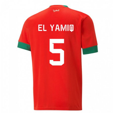 Kandiny Lapset Marokon Jawad El Yamiq #5 Punainen Kotipaita 22-24 Lyhythihainen Paita T-paita