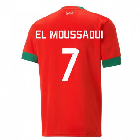 Kandiny Lapset Marokon Hamza El Moussaoui #7 Punainen Kotipaita 22-24 Lyhythihainen Paita T-paita