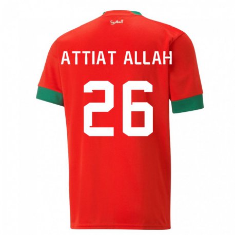 Kandiny Lapset Marokon Yahia Attiat-allah #26 Punainen Kotipaita 22-24 Lyhythihainen Paita T-paita