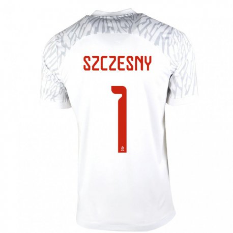 Kandiny Lapset Puolan Wojciech Szczesny #1 Valkoinen Kotipaita 22-24 Lyhythihainen Paita T-paita