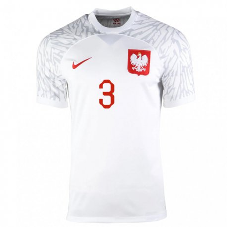Kandiny Lapset Puolan Jakub Kiwior #3 Valkoinen Kotipaita 22-24 Lyhythihainen Paita T-paita