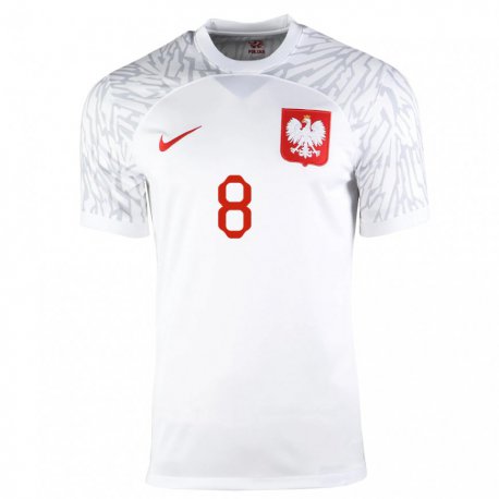 Kandiny Lapset Puolan Jakub Piotrowski #8 Valkoinen Kotipaita 22-24 Lyhythihainen Paita T-paita