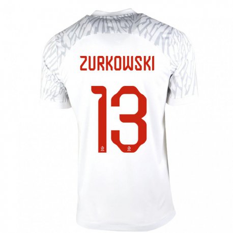 Kandiny Lapset Puolan Szymon Zurkowski #13 Valkoinen Kotipaita 22-24 Lyhythihainen Paita T-paita