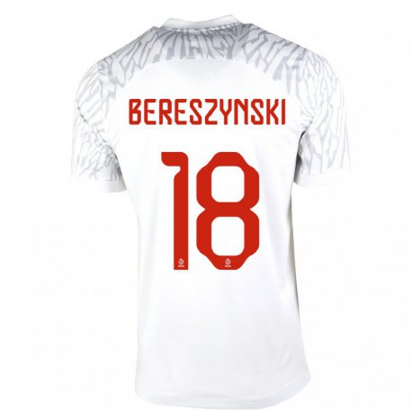 Kandiny Lapset Puolan Bartosz Bereszynski #18 Valkoinen Kotipaita 22-24 Lyhythihainen Paita T-paita