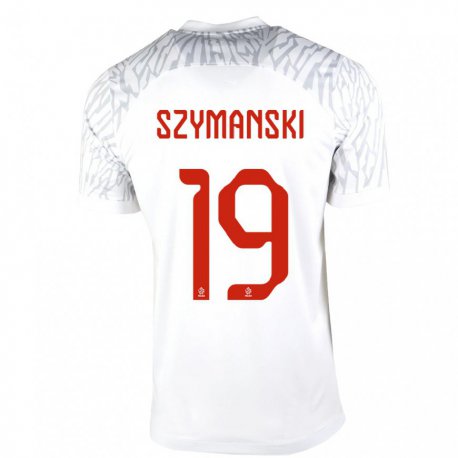 Kandiny Lapset Puolan Sebastian Szymanski #19 Valkoinen Kotipaita 22-24 Lyhythihainen Paita T-paita