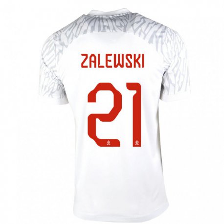 Kandiny Lapset Puolan Nicola Zalewski #21 Valkoinen Kotipaita 22-24 Lyhythihainen Paita T-paita